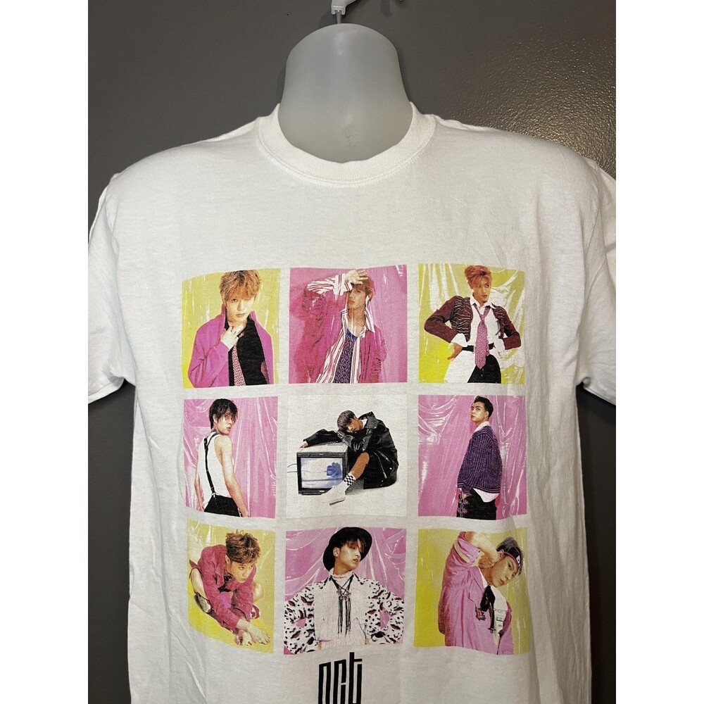 NCT Shirt Mens Medium White K Pop Group Photo Grid Graphic 2019 Merch SM